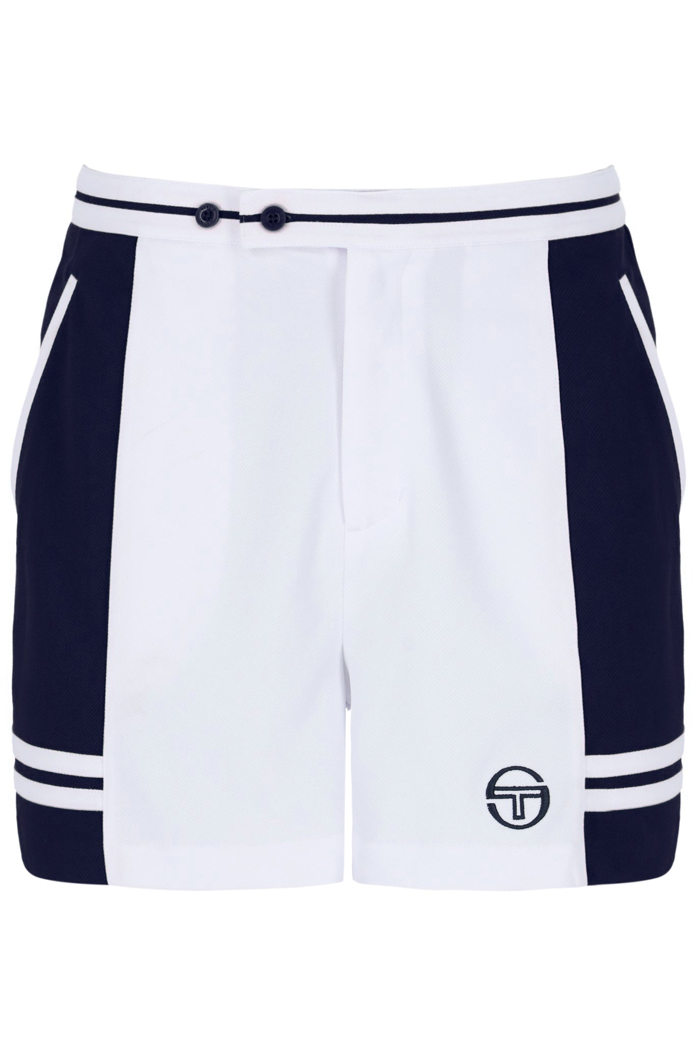 Sergio Tacchini Supermac Jogger Sweat Short In White/Maritime Blue