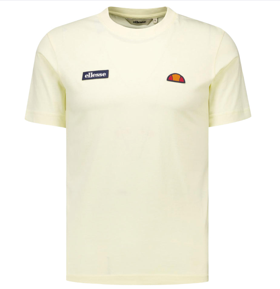 Light yellow Ellesse Floran T-Shirt with a classic fit, featuring the brand's logo on the chest and a smooth cotton fabric.