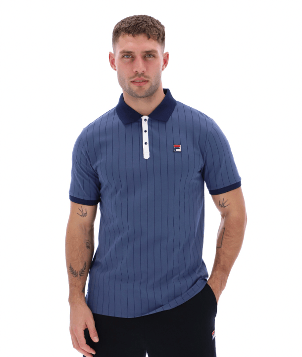 Fila BB1 Classic Vintage Stripped Polo Shirt Vintage Indigo/Gardenia/Navy - RD1 Clothing