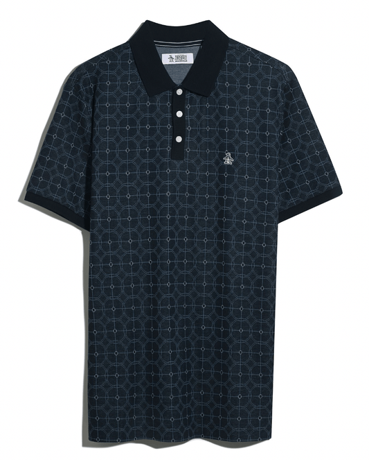 Original Penguin Knitted Jacquard Circles Polo Shirt Dark Sapphire - RD1 Clothing