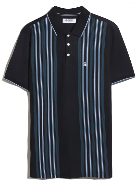 Original Penguin Interlock Vertical Stripe Polo Shirt Dark Sapphire - RD1 Clothing