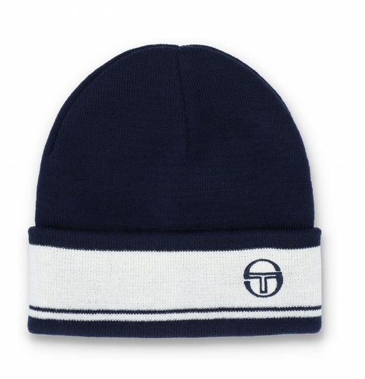 Sergio Tacchini Sellarz Jacquard Striped Turn Up Beanie Navy