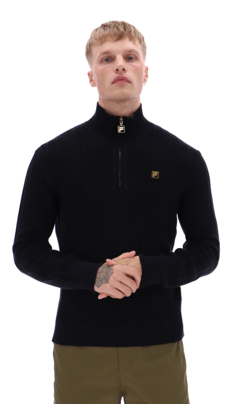 Fila Gold Stevie Quarter Zip Knitted Jumper Black - RD1 Clothing