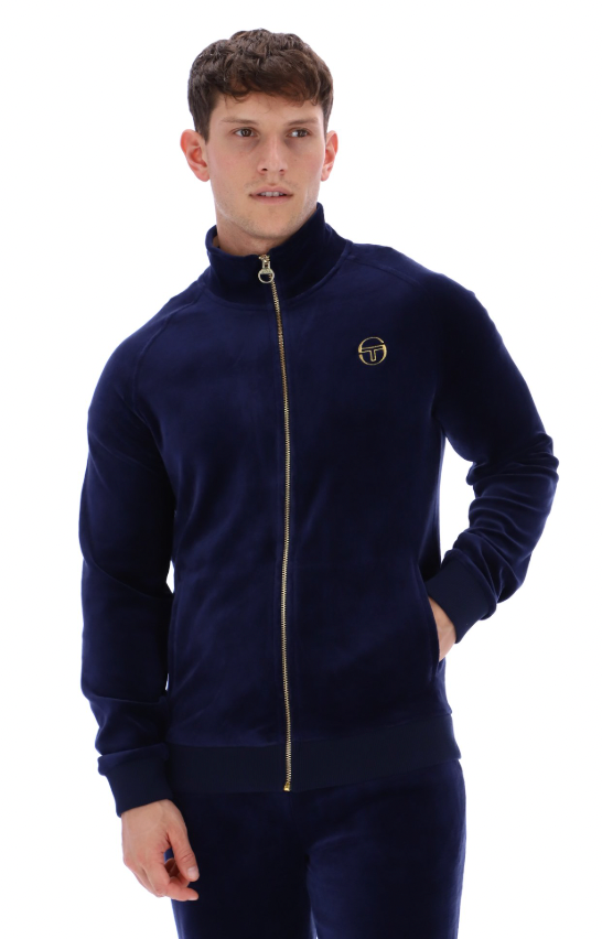Sergio Tacchini Court Velour Track Top Navy/Gardenia - RD1 Clothing