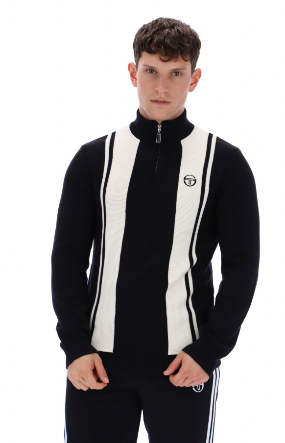 Sergio Tacchini Young Line Quarter Zip Knitted Jumper Black - RD1 Clothing