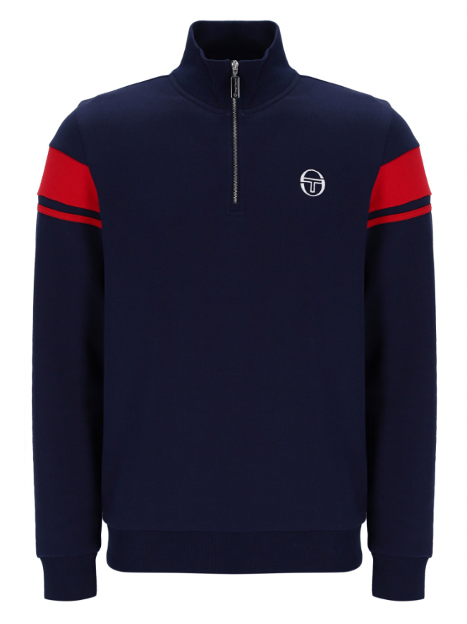 Sergio Tacchini Damarindo Quarter Zip Jumper Navy/Adrenaline Rush - RD1 Clothing