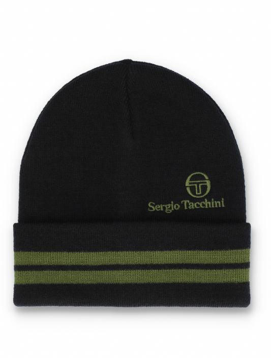 Sergio Tacchini Surgis Jacquard Striped Turn Up Beanie Black