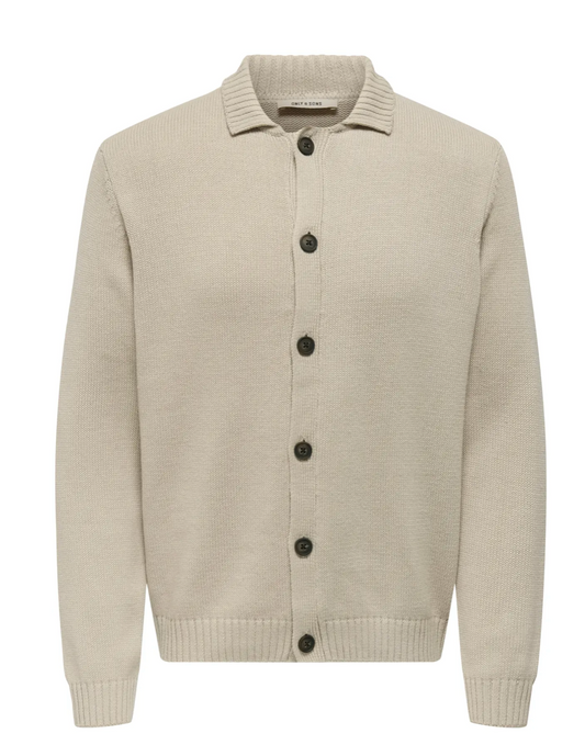 Only & Sons Onsjacob Reg Long sleeve Knitted Cardigan Beige
