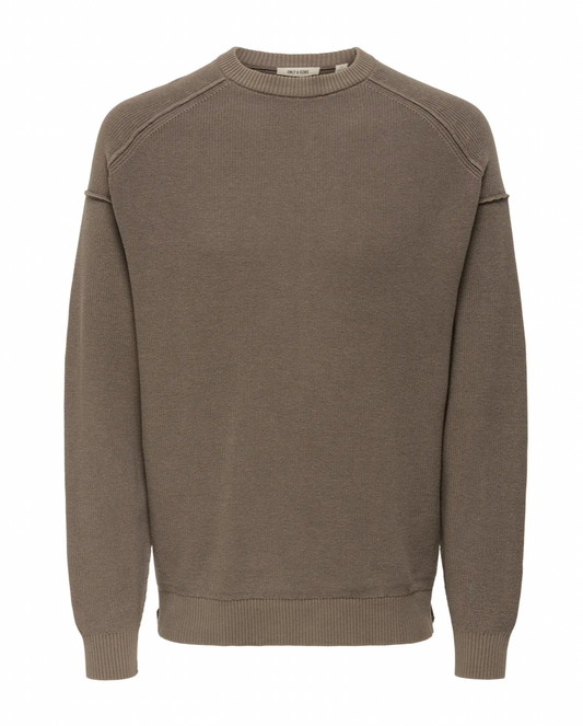Only & Sons Onsjack Relax Longsleeve Knitted Crew neck Walnut