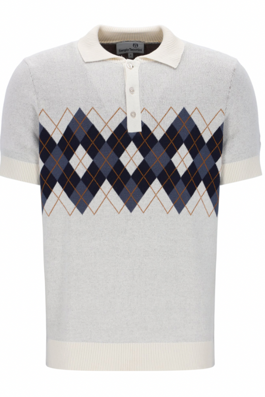 Sergio Tacchini Carezza Argyle Polo Shirt Gardenia