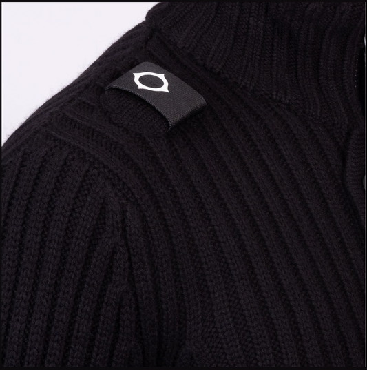 MA.STRUM Glaze Full Zip Knitted Jumper Black