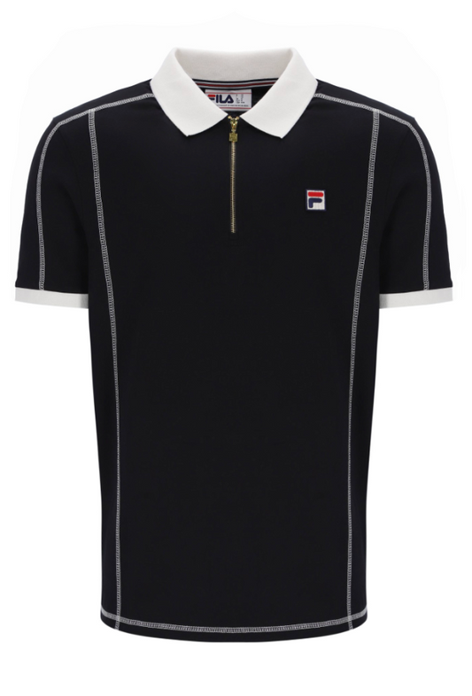 Fila Leo Flat Lock Detail Polo Black/Gardenia
