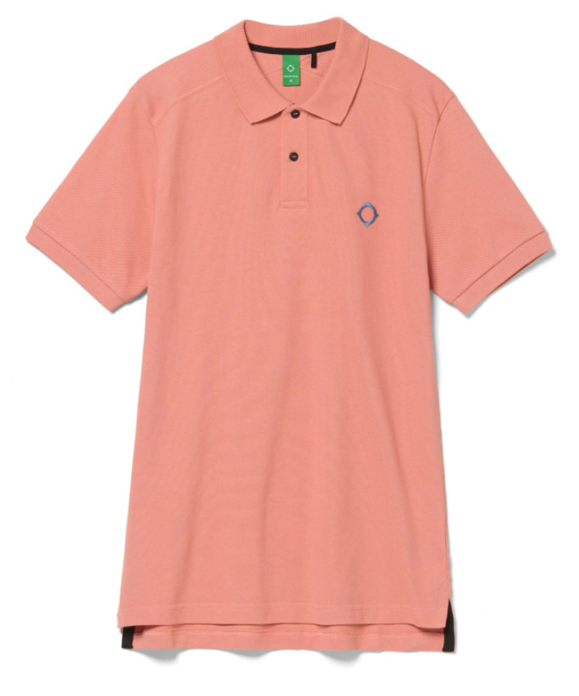 MA.STRUM Pique Polo Shirt in Canyon Clay, featuring a classic collar and textured fabric, displayed on a white background