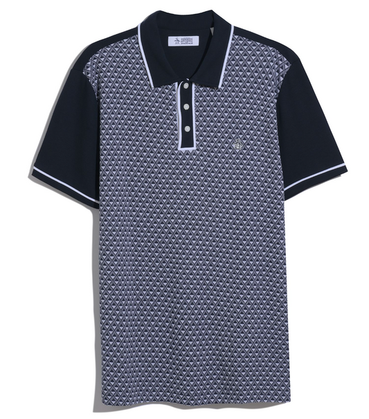 Original Penguin Diamond Jacquard Polo Shirt Dark Sapphire