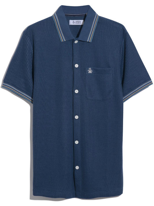 Original Penguin Vertical Jacquard Button Through Shirt Sargasso Sea