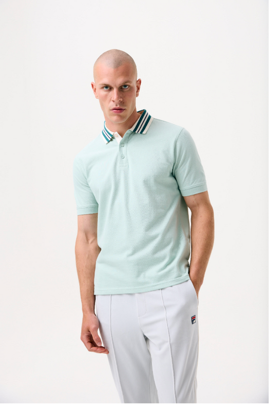 Fila Vintage Achille Three Button Heritage Tape Basic Polo Surf Spray