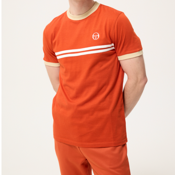 Sergio Tacchini Supermac T-Shirt in Rooibos Tea, Mojave Desert, and Gardenia with a casual fit and colorful design.