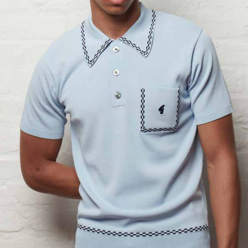 Gabicci Alexander Knitted Polo Shirt Surf - RD1 Clothing