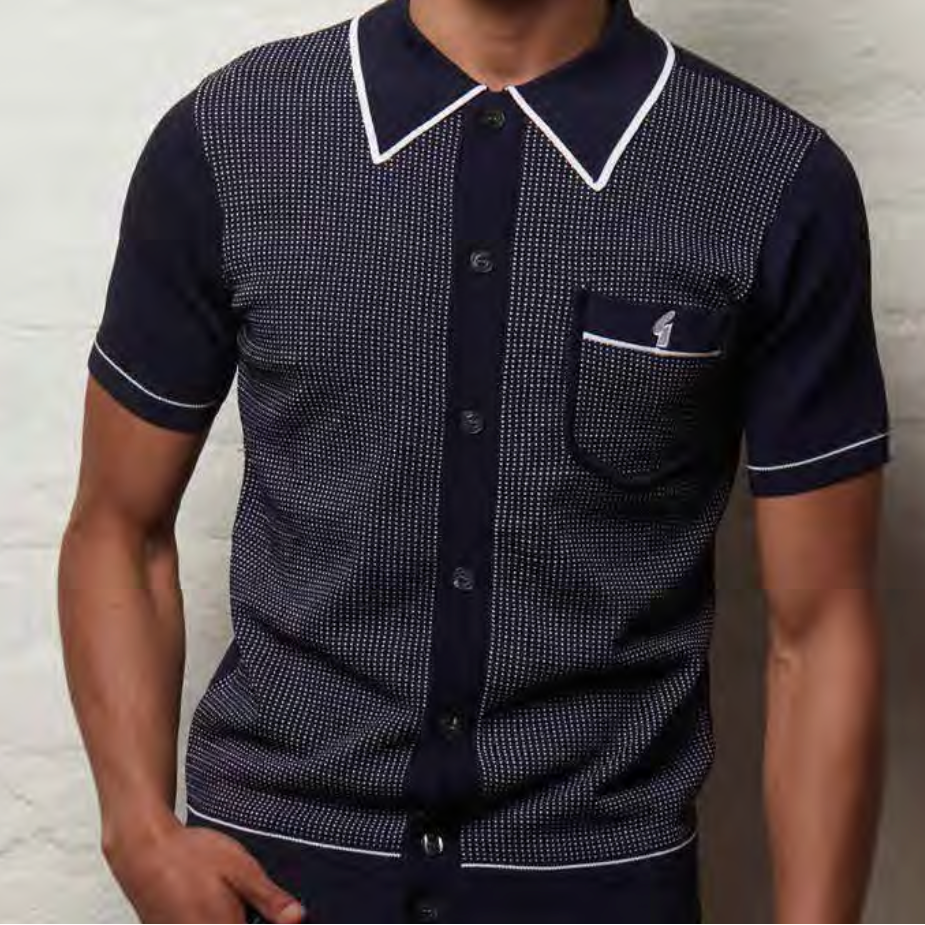 Gabicci Di Lello Knitted Polo Shirt Navy - RD1 Clothing