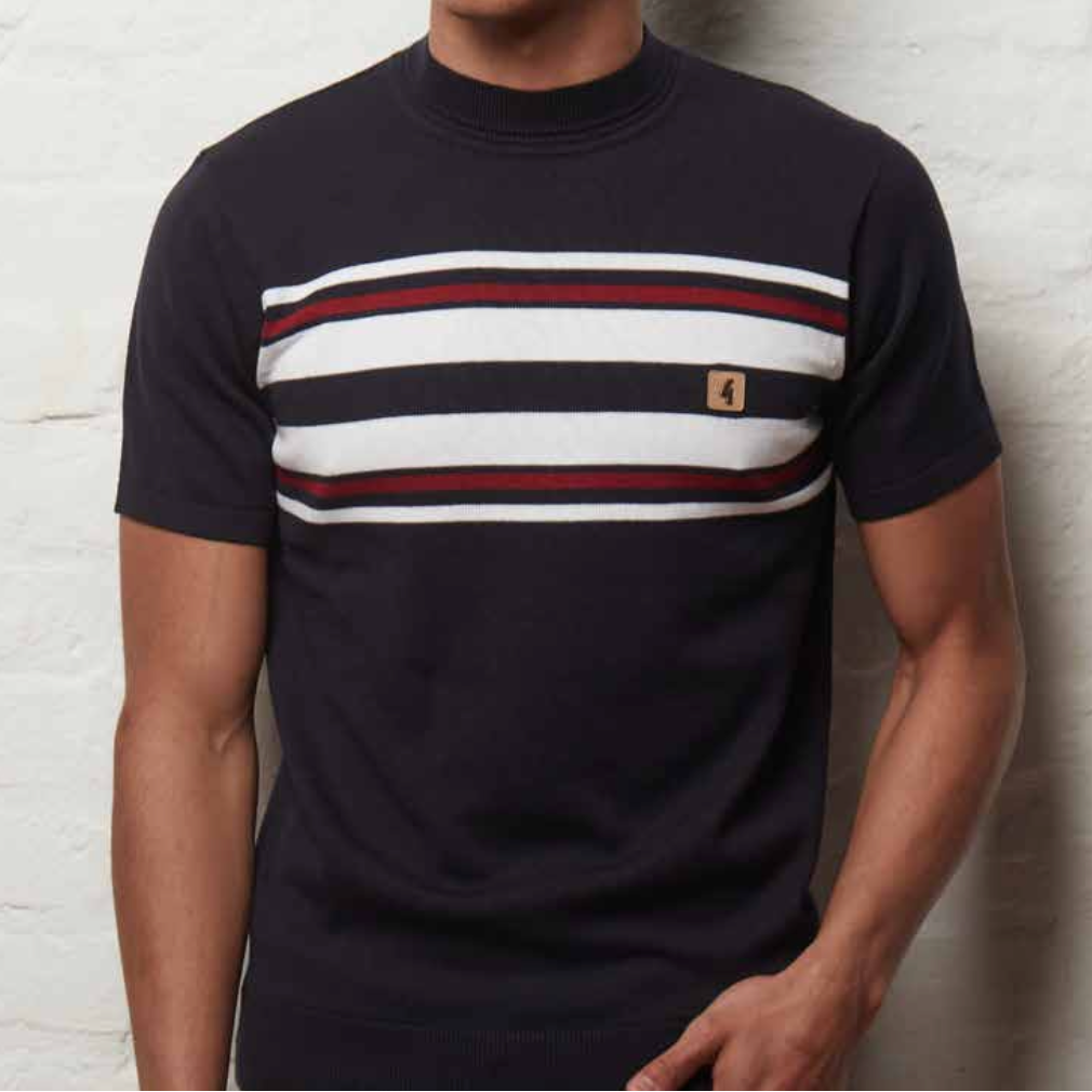 Gabicci Vintage Liam Knitted Turtle Neck T-Shirt Navy - RD1 Clothing