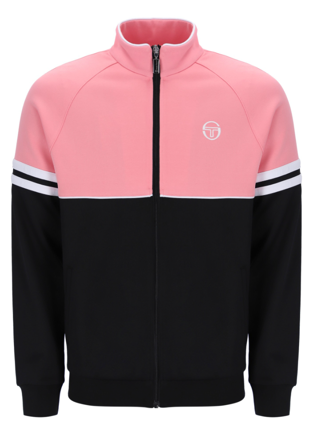 Sergio Tacchini Orion pink, black, and white track top featuring a sporty design and athletic fit.