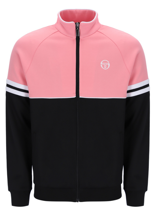 Sergio Tacchini Orion pink and black track top with white accents, featuring sporty design and athletic fit.