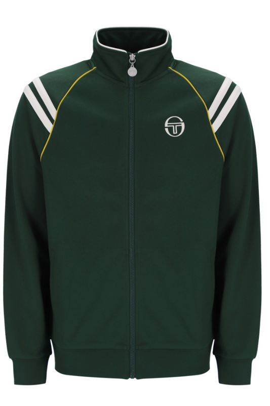 Sergio Tacchini New Cortona Track Top in Pine Needle and Gardenia colors, featuring a sporty design and zip-up front.