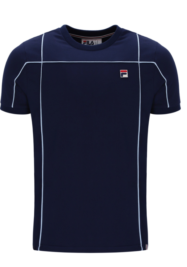 Fila vintage Terri T-Shirt in navy and skyway with a classic fit and logo on the front, casual style for everyday wear.