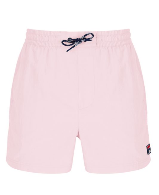 Fila Vintage Artoni swim shorts in pale lilac with a relaxed fit, featuring a drawstring waist and sporty design.