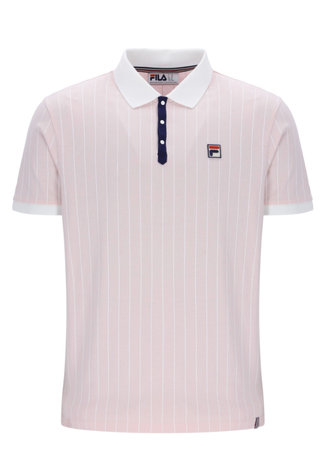 Fila Vintage BB1 Polo Shirt in pale lilac, showcasing a classic polo design with a collared neckline and embroidered logo.