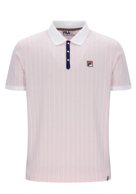 Fila Vintage BB1 polo shirt in pale lilac, showing the classic collar and logo detail on the front.