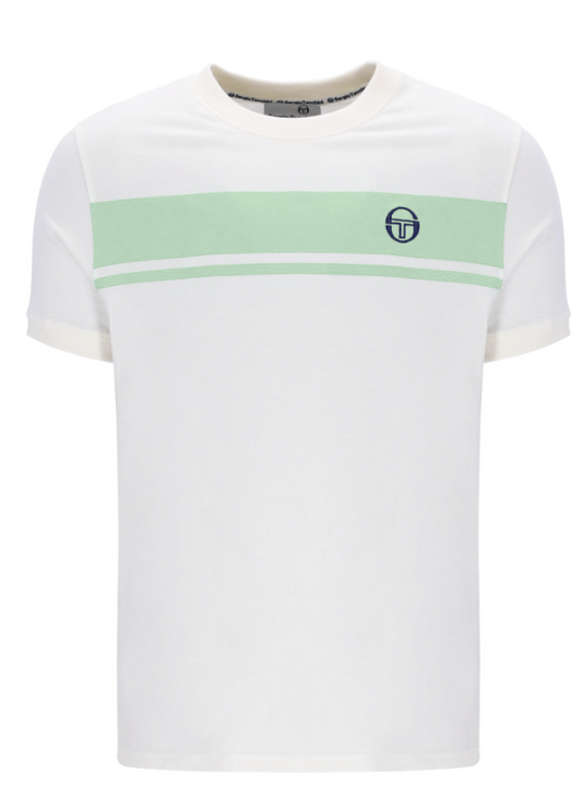 Sergio Tacchini Master T-Shirt in Gardenia and Quiet Green, featuring a casual fit and subtle branding on the front.