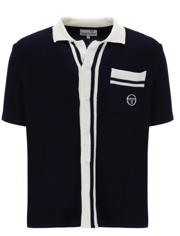 Sergio Tacchini Fratelli Crochet Shirt Navy/White