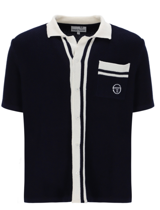 Sergio Tacchini Fratelli Crochet Shirt Navy/White