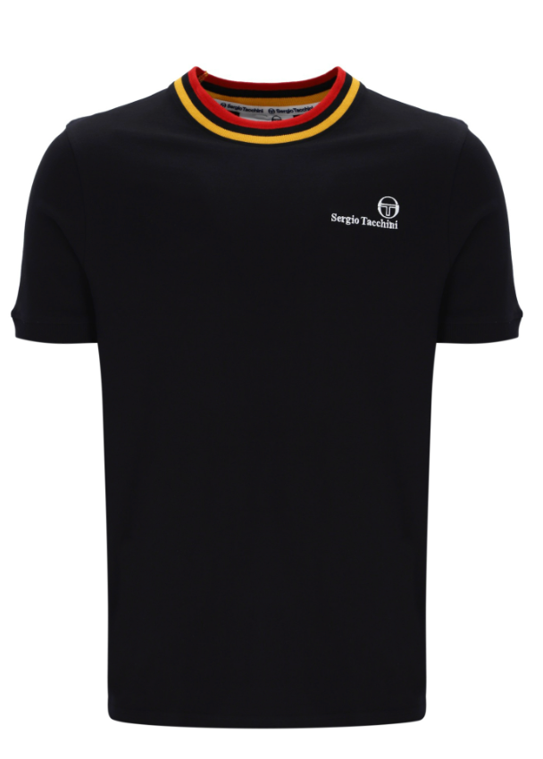 Sergio Tacchini Rainer FC T-Shirt Black/Old Gold/Adrenaline Rush