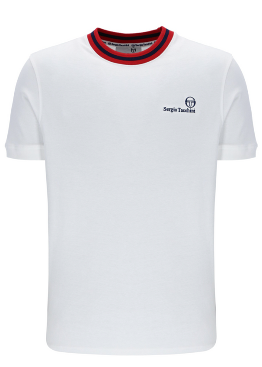 Sergio Tacchini Rainer FC T-Shirt White/Navy/Adrenaline Rush