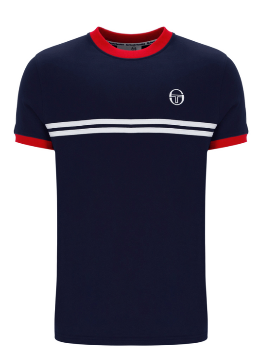 Sergio Tacchini Supermac T-Shirt in Maritime Blue/Adrenaline Rush/White