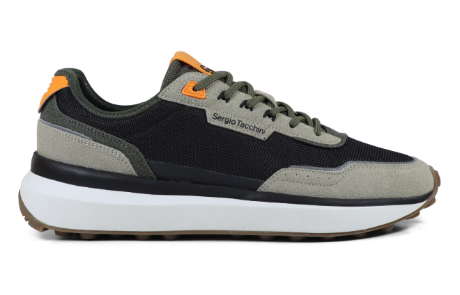 Sergio Tacchini Verona Trainers Black/Khaki/Orange Peel