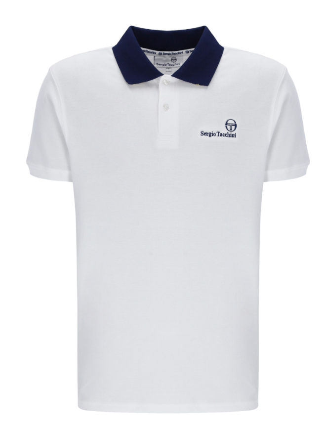 Sergio Tacchini Bondi Polo Shirt in White/Navy/Mango Mint
