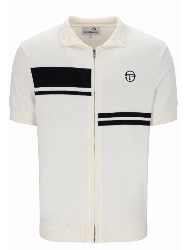 Sergio Tacchini Dallarindo Knit Polo Shirt Gardenia/Black