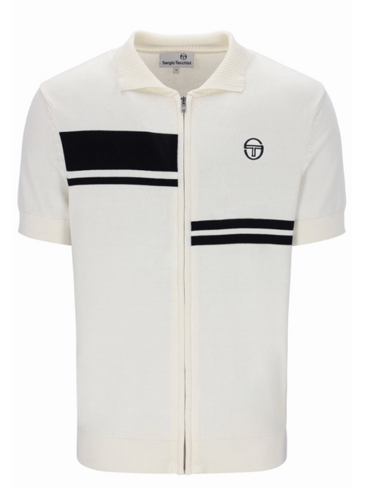 Sergio Tacchini Dallarindo Knit Polo Shirt Gardenia/Black
