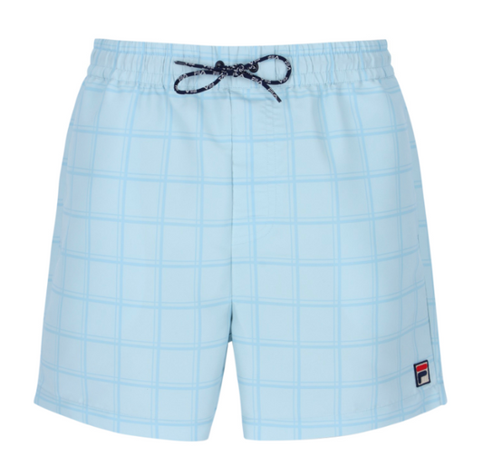 Fila Vintage Mariano Tonal Check Swim Shorts Skyway/Navy