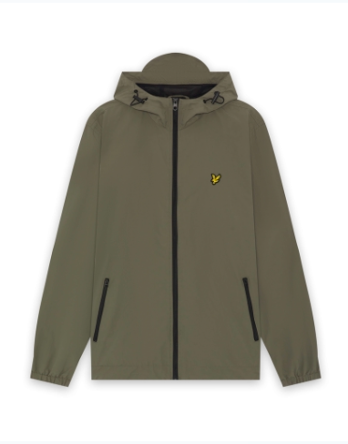 Lyle & Scott Contrast Zip Through Hooded Jacket Khaki Ash/Jet Black