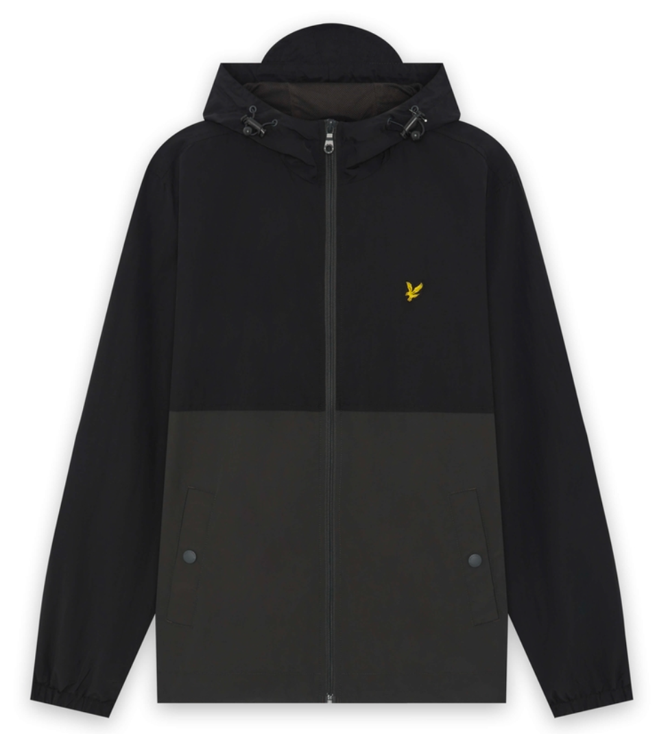 Lyle & Scott Colour Block Zip Through Hooded Jacket Jet Black/Gunmetal
