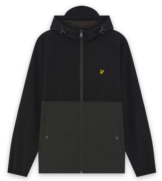 Lyle & Scott Colour Block Zip Through Hooded Jacket Jet Black/Gunmetal