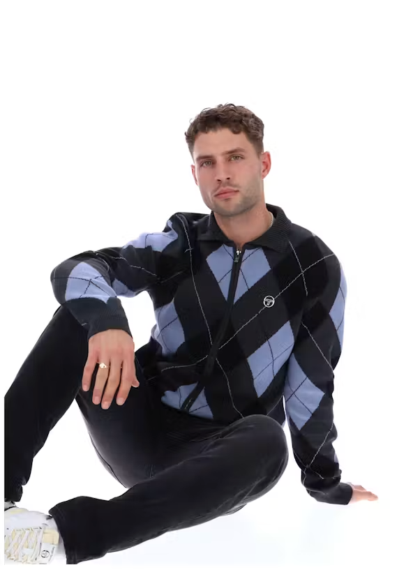Sergio Tacchini Marco Cardigan Charcoal Marl/Black/County Blue