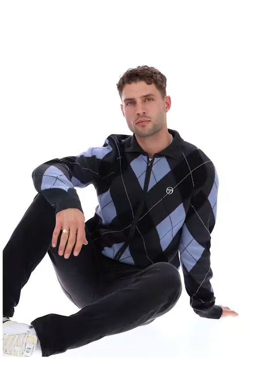 Sergio Tacchini Marco Cardigan Charcoal Marl/Black/County Blue