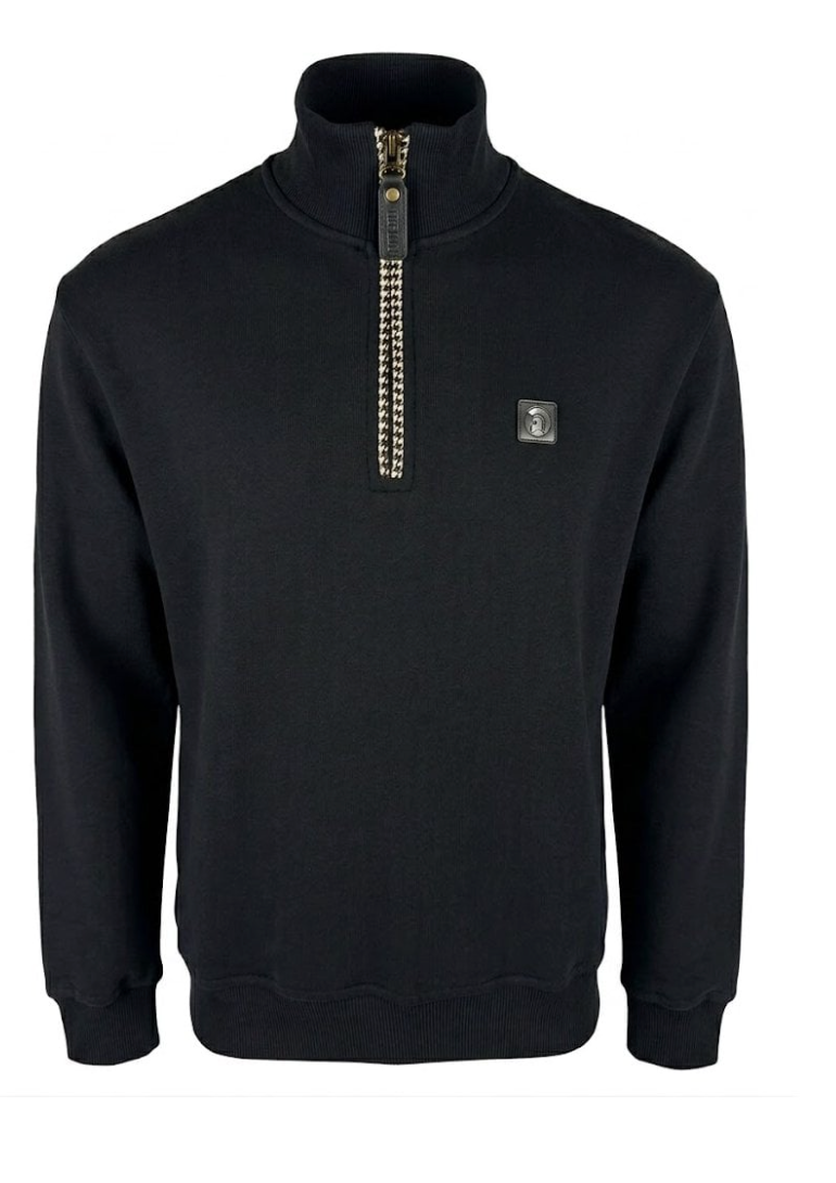 Trojan Quarter Zip Trim Sweat Black