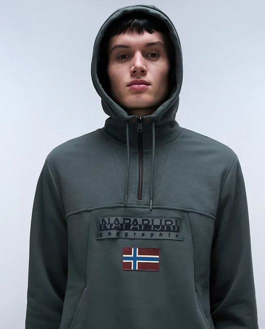 Napapijri Burgee HZH 2.0 Hoodie In Green Urban