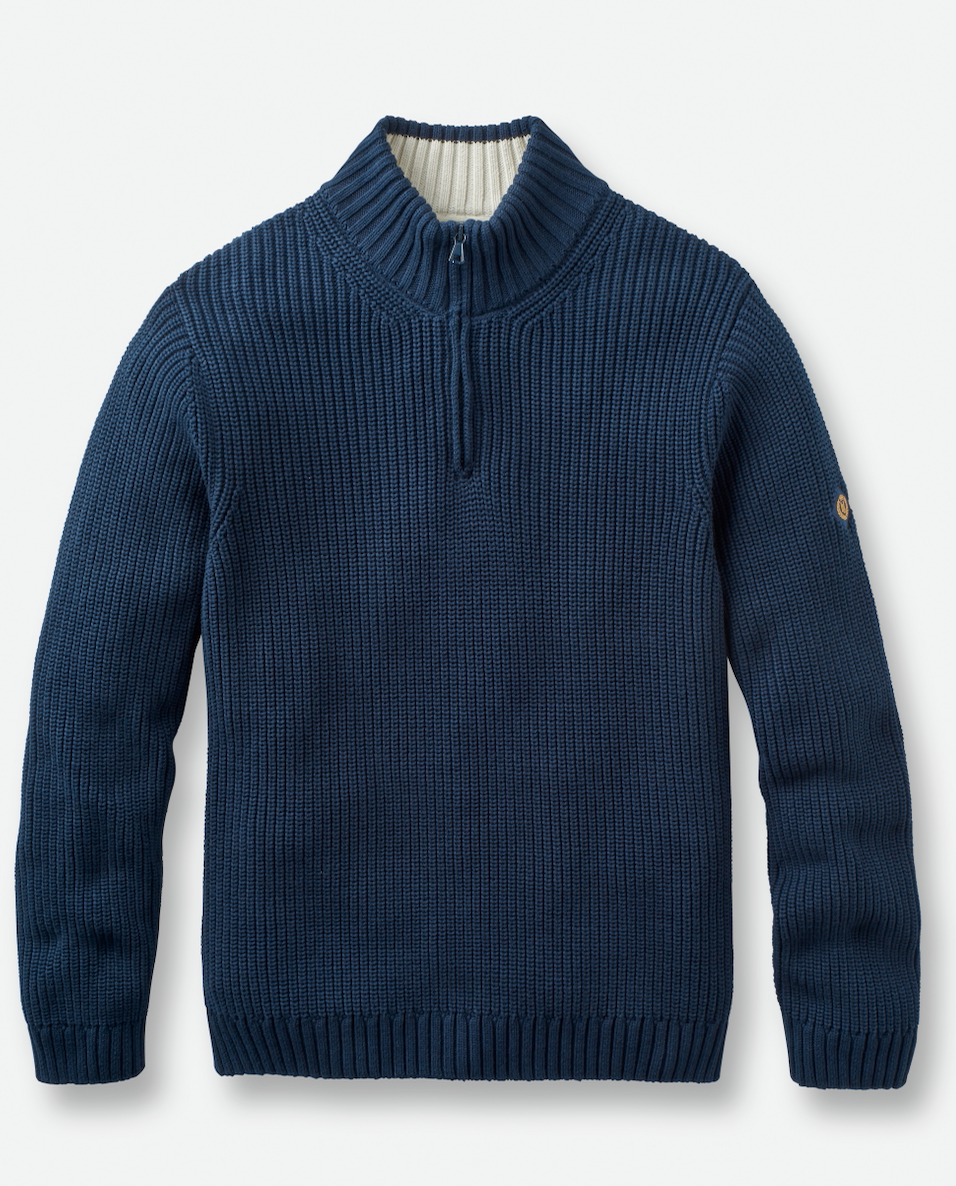 Henri Lloyd Golant Qtr Zip Ribbed Knit In Navy Blue